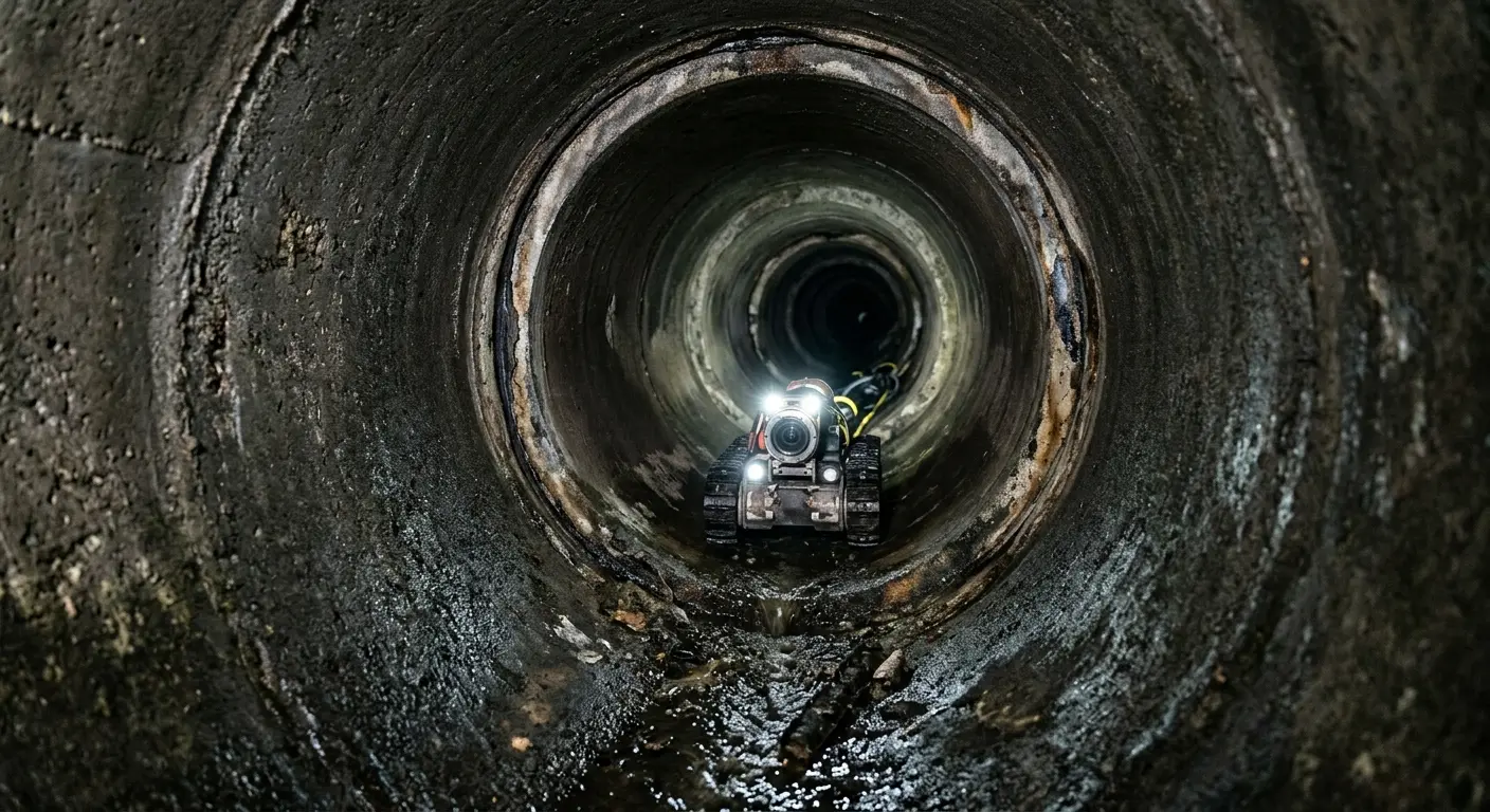 Robotic sewer camera inspecting pipe interior for Drain Snake Service in Williamstown